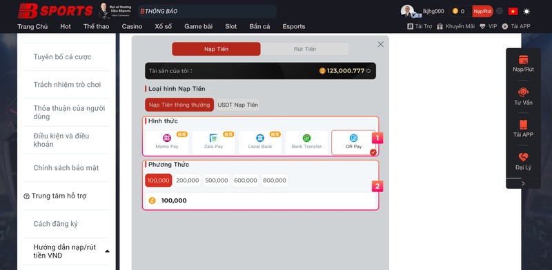 Để nạp tiền Bsport cần đáp ứng một số điều kiện